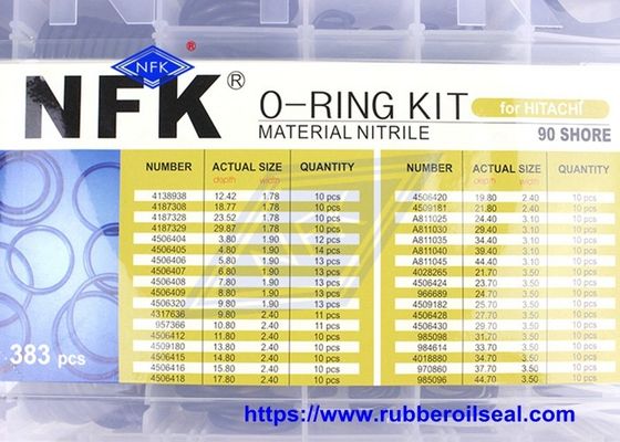 Hitachi 90 90 Durometer 383pcs Hydraulic O Ring Seal Kit Rubber Nbr O Ring Kit